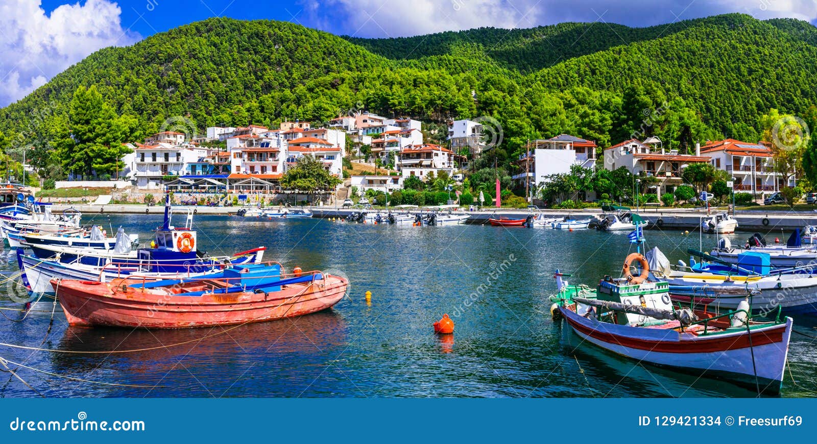 beautiful skopelos island- traditional fishing village neo klima,greece.