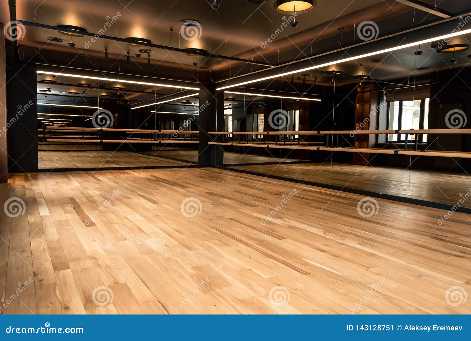 Beautiful Gym with Large Mirrors and Handrails Stock Image Image of