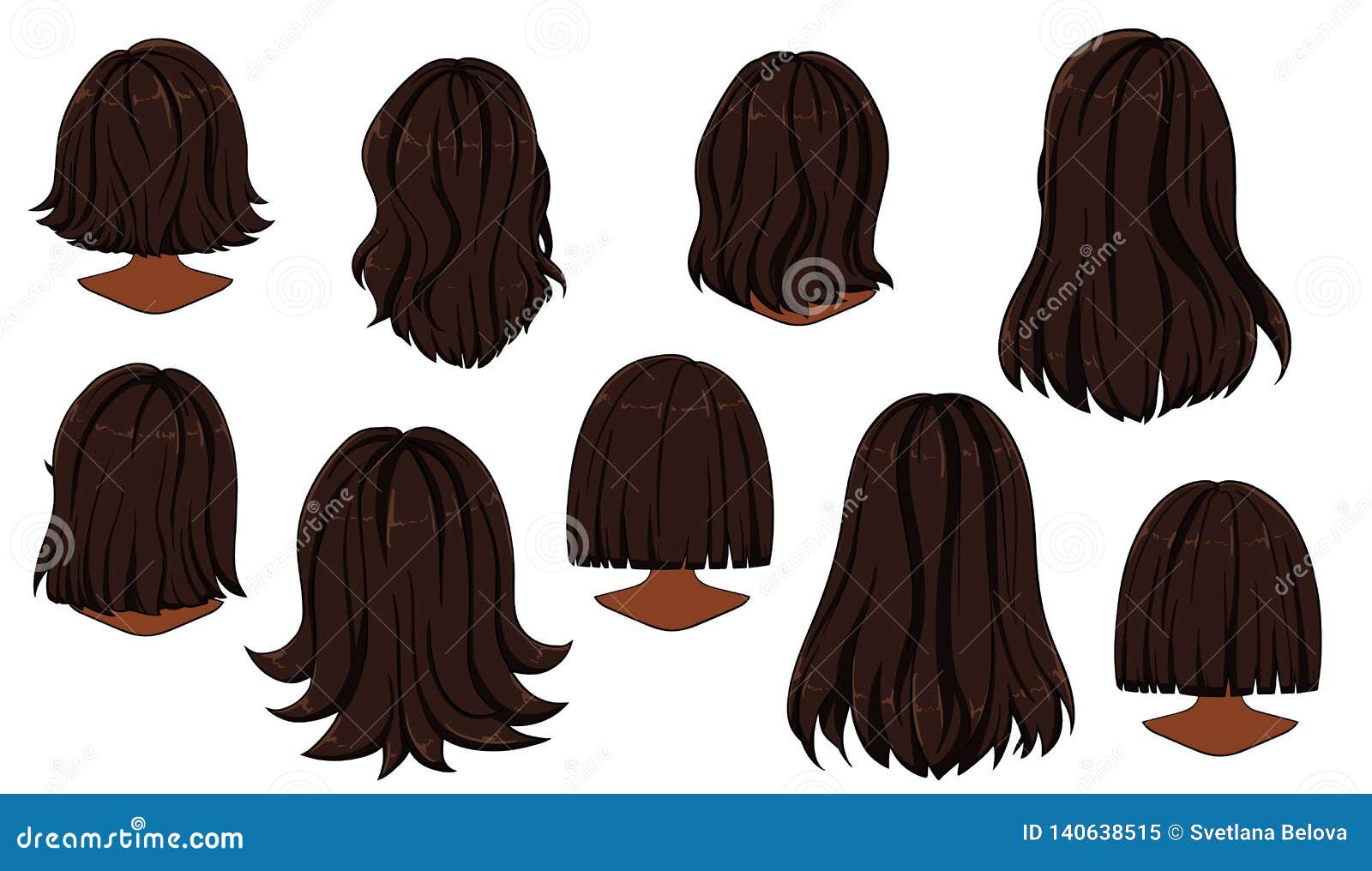Beautiful Hairstyle of Woman Hair. Rear View Stock Vector - Illustration of  beauty, human: 140638515