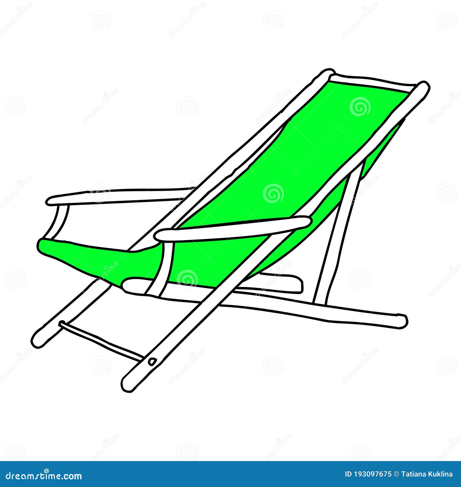 Beautiful Hand Drawing Deck Chair is on a White Background on the Beach ...