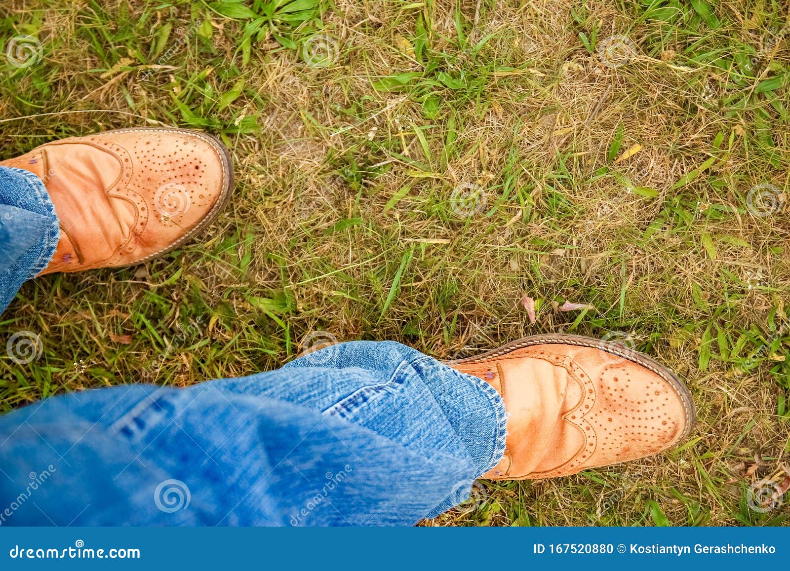 Beautiful Hands of a Cowboy`s Legs in the Park on Nature Stock Photo ...