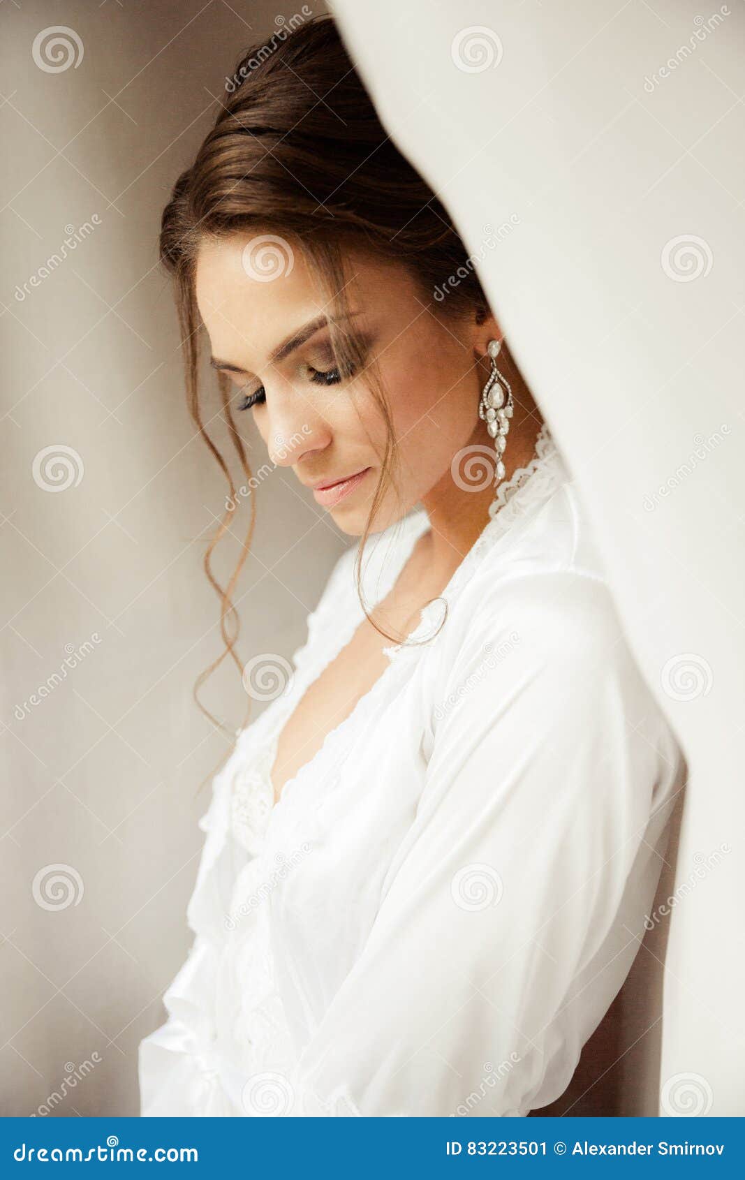 Beautiful Happy Bride In White Silk Lingerie Stock Image Image Of Person Glamour 83223501