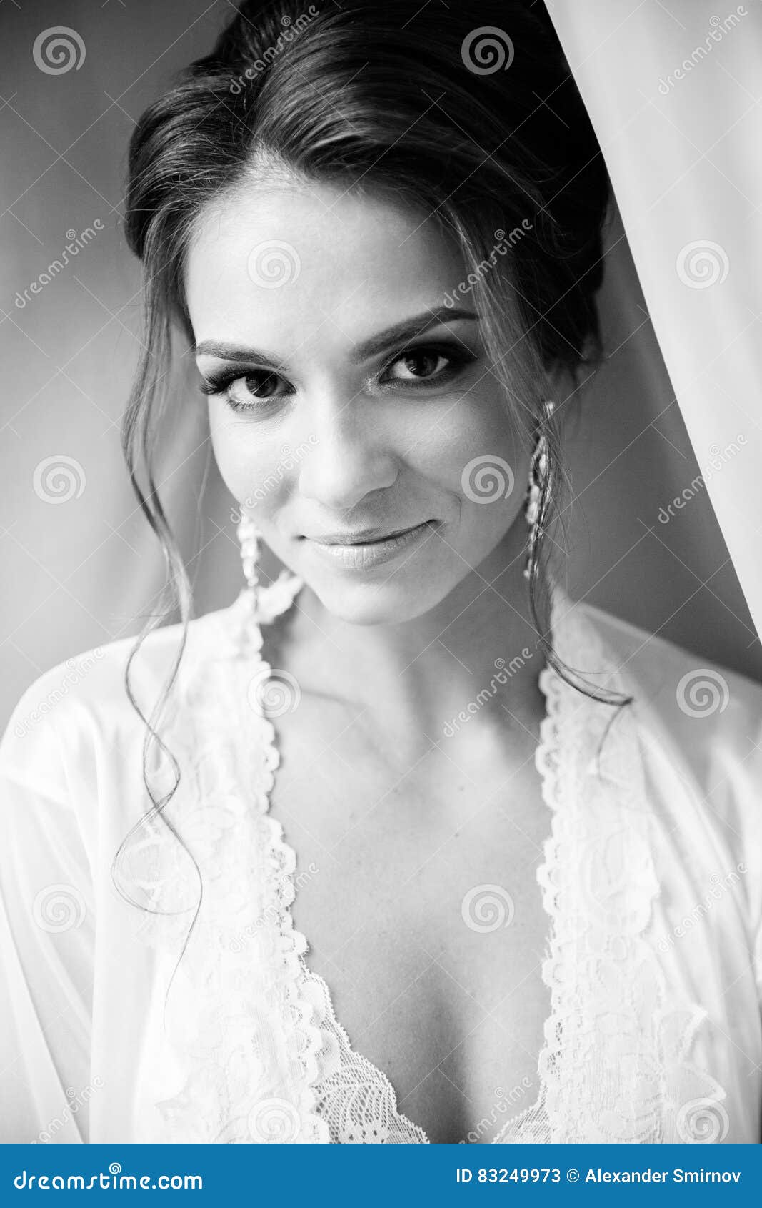 Beautiful Happy Bride In White Silk Lingerie Stock Image Image Of Lingerie Lady 83249973