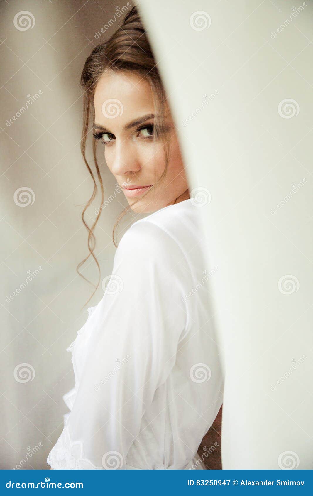 Beautiful Happy Bride In White Silk Lingerie Stock Image Image Of Lying Beautiful 83250947