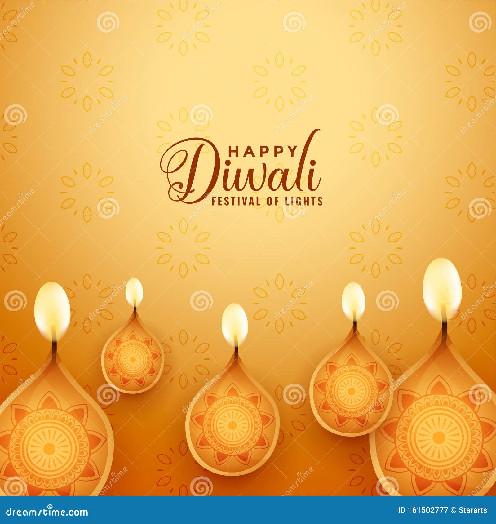 Beautiful Happy Diwali Festival Background in Golden Color Stock Vector -  Illustration of deepawali, golden: 161502777