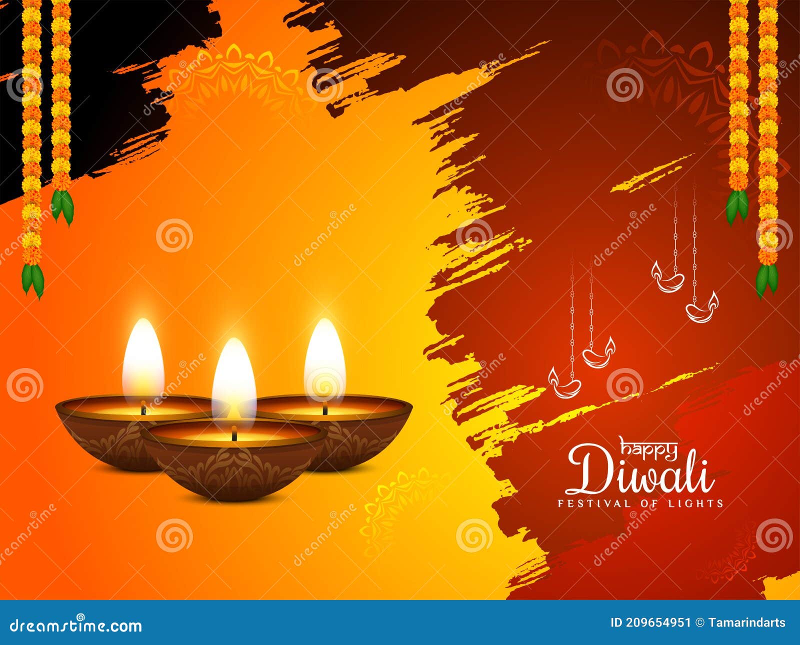 Beautiful Happy Diwali Traditional Festival Background with Lamps Stock  Vector - Illustration of happy, bright: 209654951