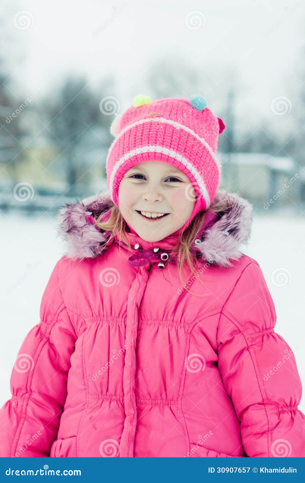 Beautiful Happy Girl in the Red Jacket. Stock Image Image of clothing