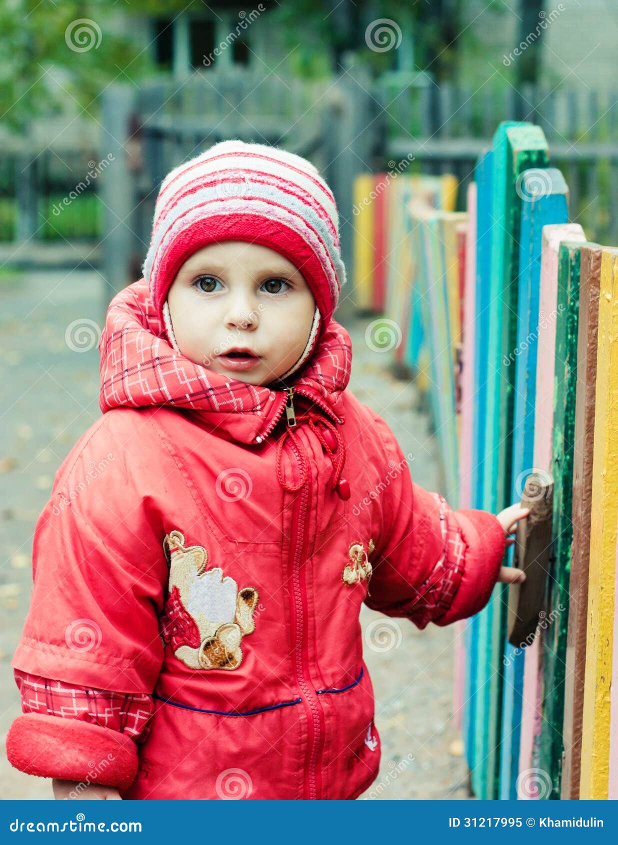 Beautiful Happy Kid in the Red Jacket Stock Image Image of isolated