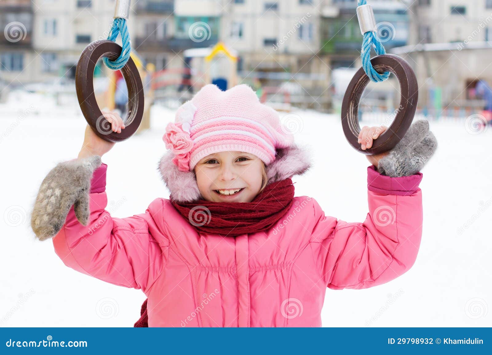 Beautiful Happy Kid in the Red Jacket Stock Photo Image of jacket