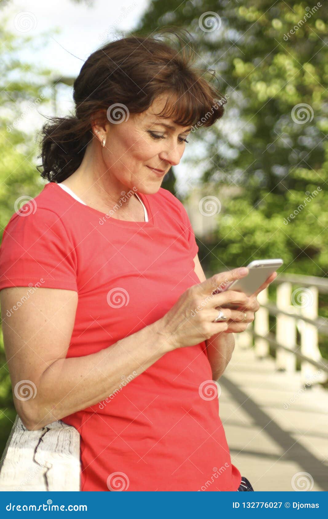 Beautiful Happy Mature Caucasian Woman Outside In The Park Stock Image Image Of Happy Elegant