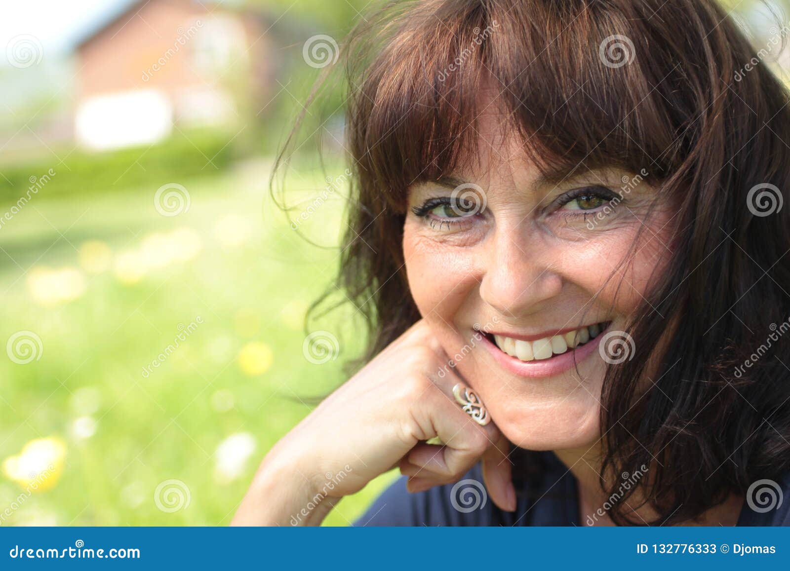 Beautiful Happy Mature Caucasian Woman Outside In The Park Stock Image Image Of Health