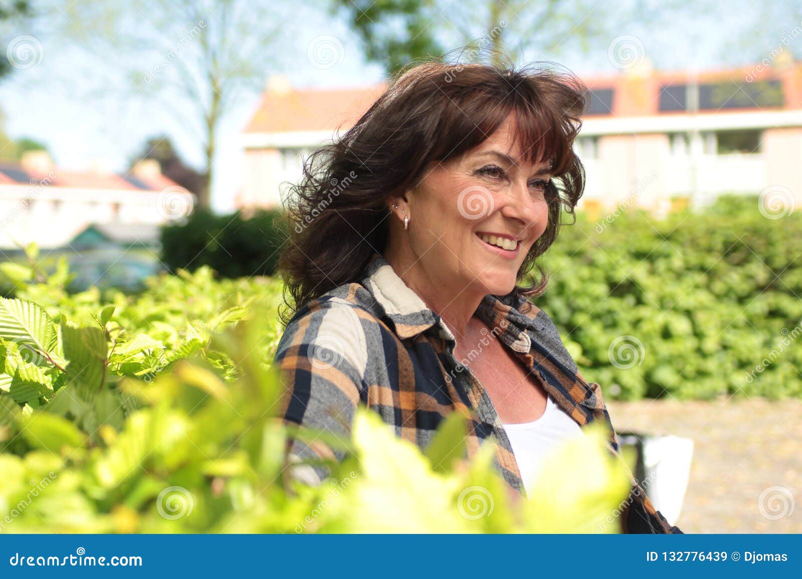 Beautiful Happy Mature Caucasian Woman Outside in the Park Stock Image ...