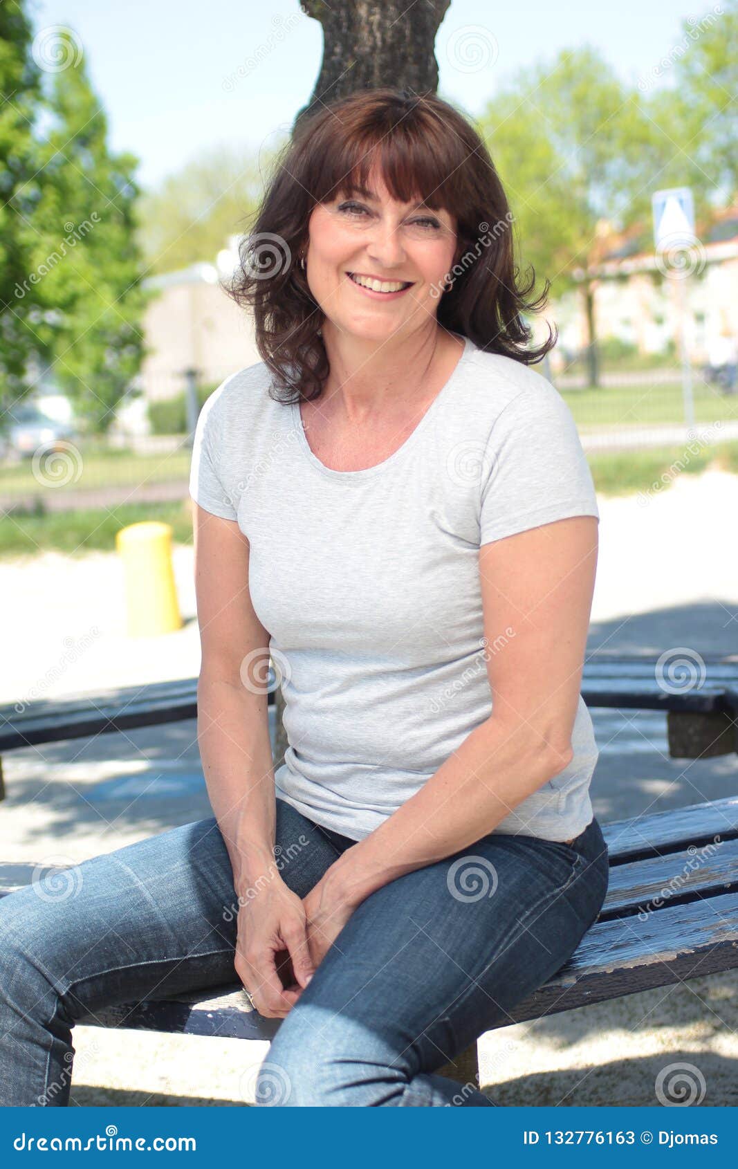 Beautiful Happy Mature Caucasian Woman Outside In The Park Stock Image Image Of Autumn Girl