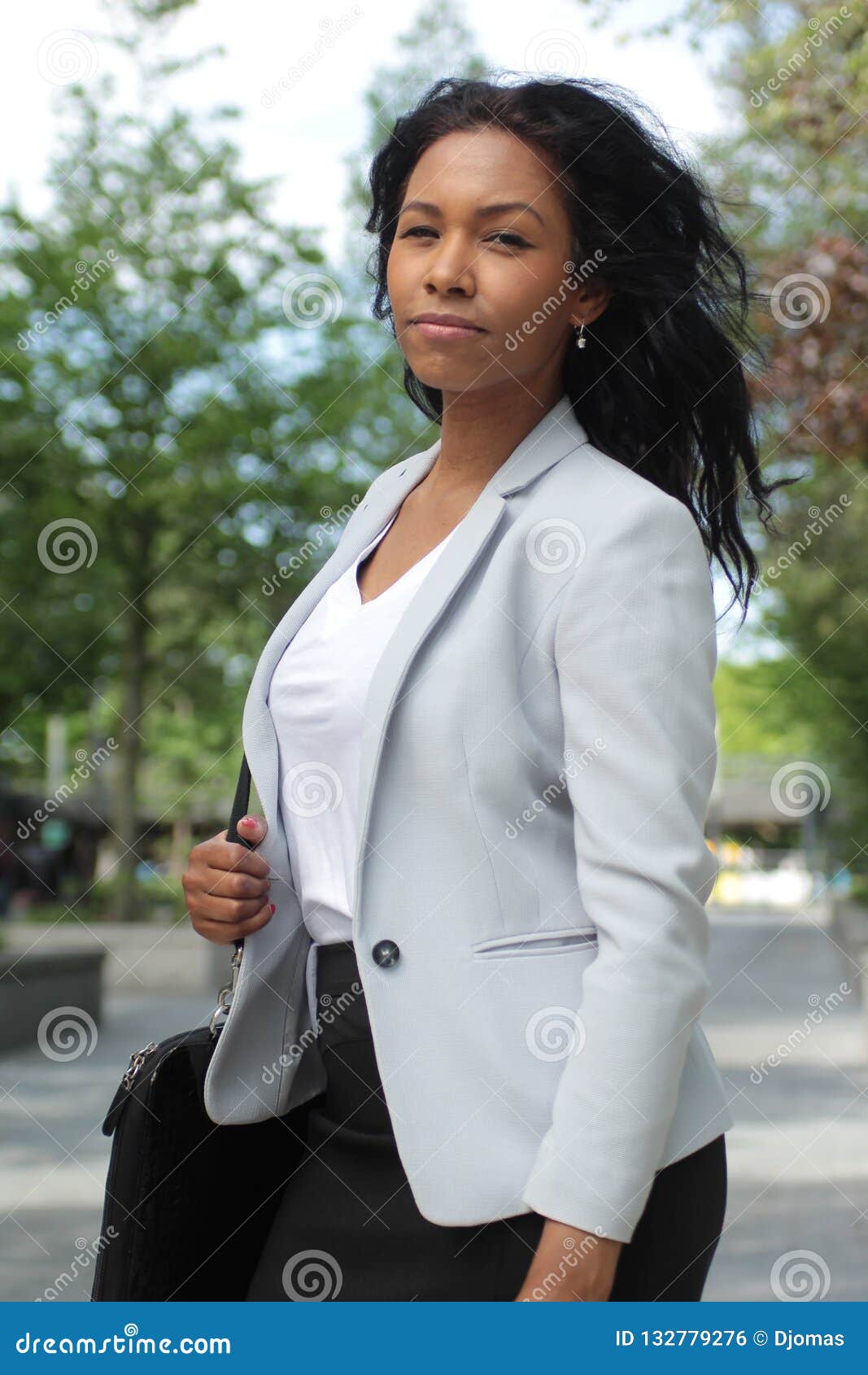 Beautiful Happy Young Black Woman Outside in the Park Stock Photo ...