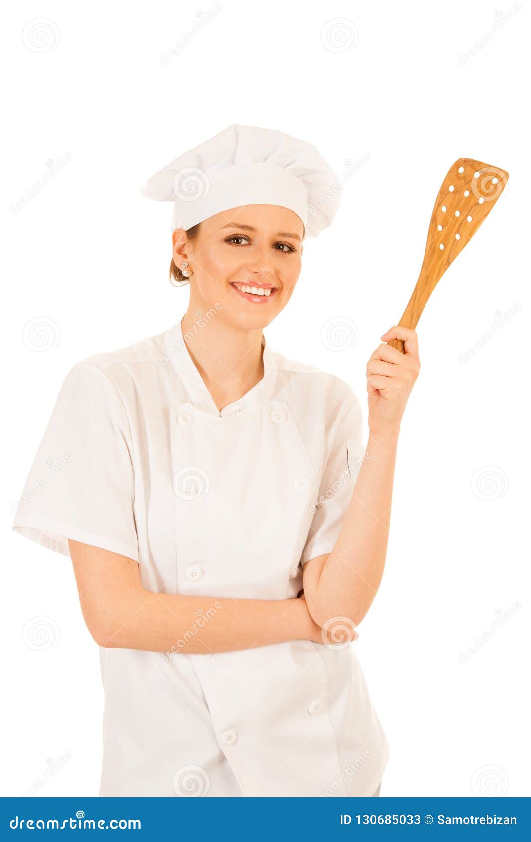 Beautiful Happy Young Chef Cooks Isolated Over White Stock Image ...