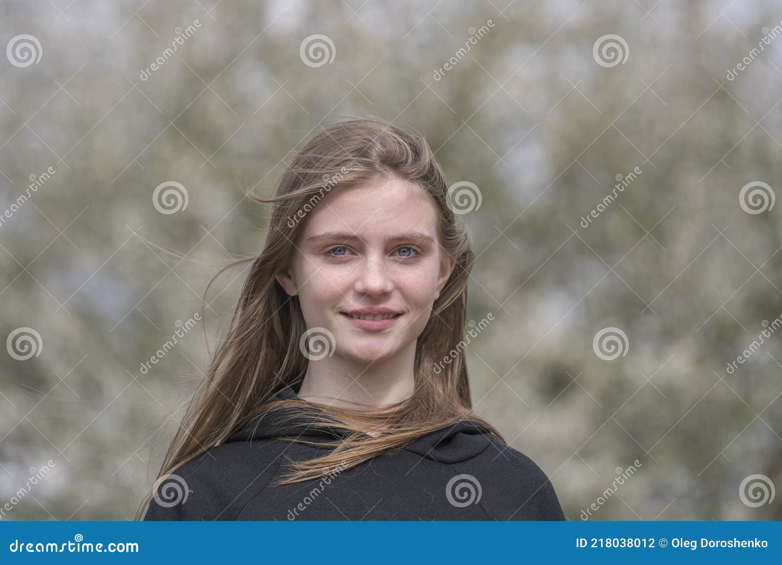 Beautiful Happy Young Girl in Nature. Close Up Portrait Stock Photo ...