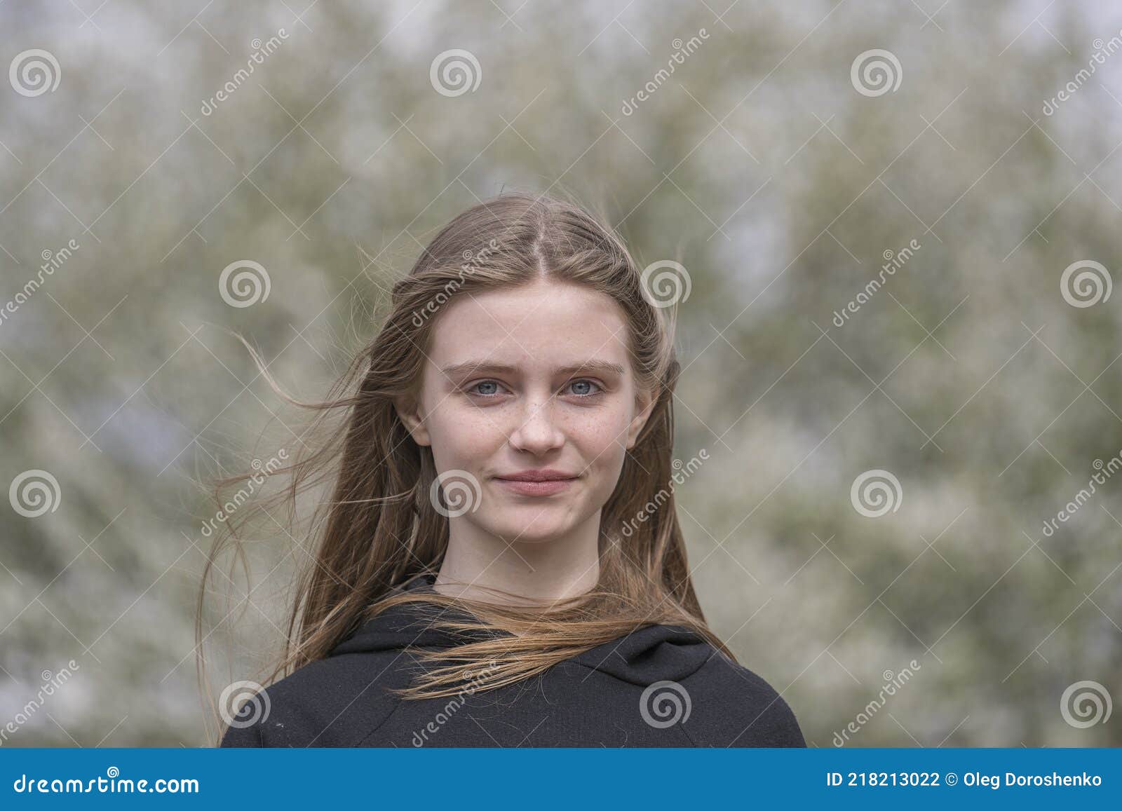 Beautiful Happy Young Girl in Nature. Close Up Portrait Stock Photo ...