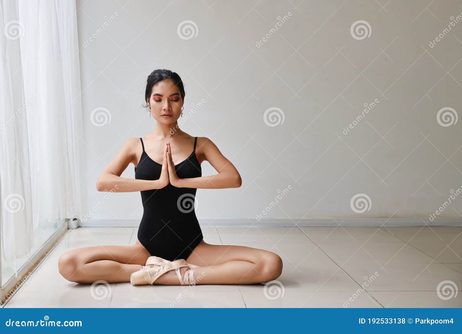 Beautiful Healthy Asian Woman in Ballet Dress Enjoying in Meditates with  Yoga Pose at Home with Relaxation Stock Photo - Image of calm, enjoying:  192533138