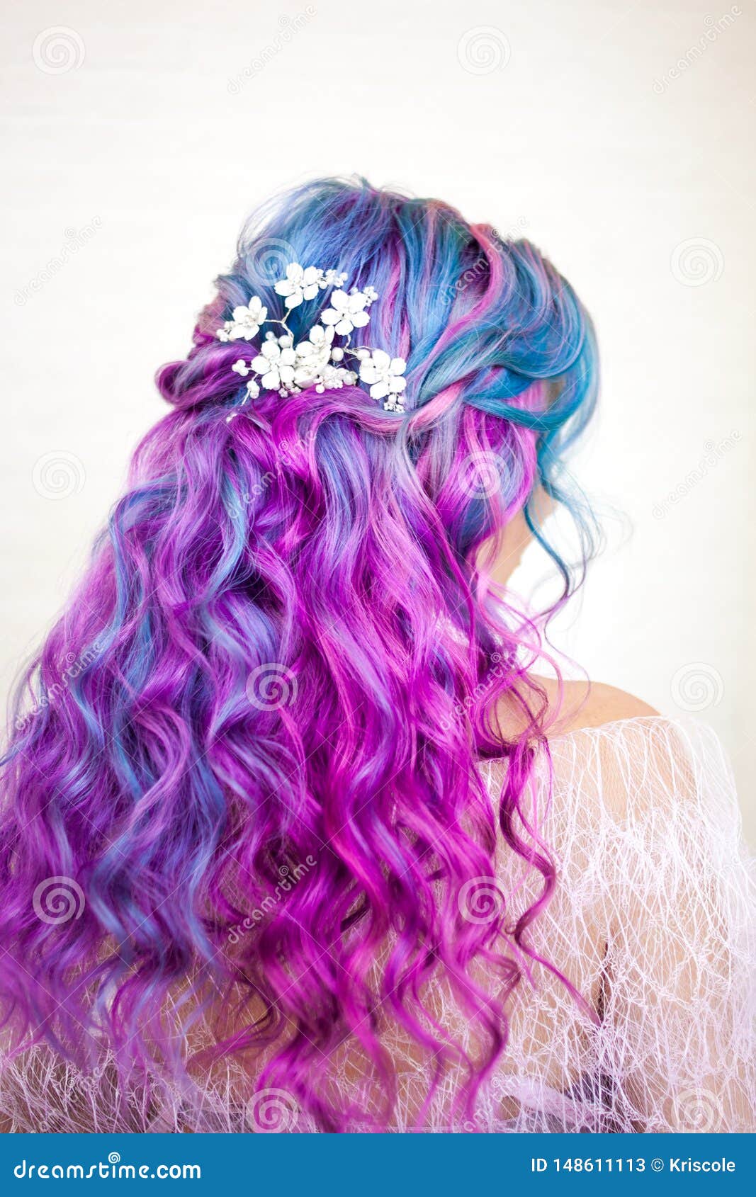 Beautiful and Healthy Hair with Bright Coloring. Long Curly Hair Purple and  Pink Tones Stock Image - Image of colors, female: 148611113