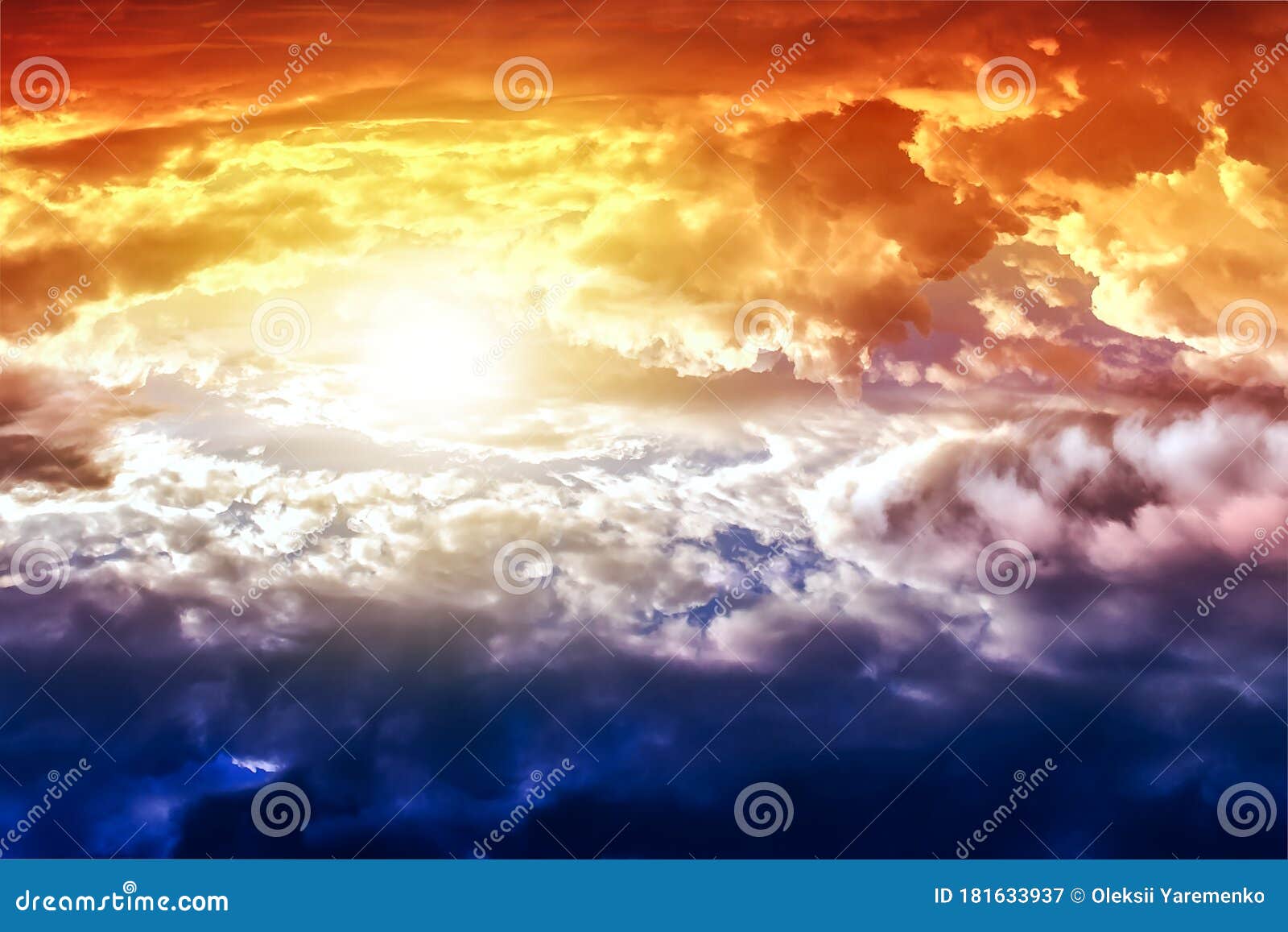 beautiful heavenly landscape with the sun in the clouds