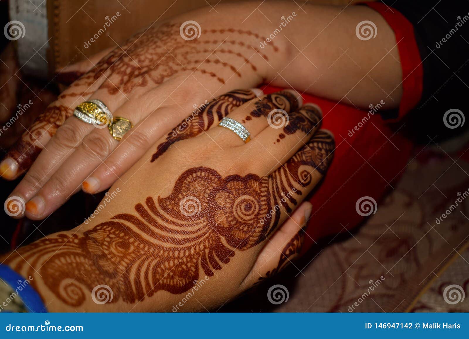 Beautiful Heena Design on Hands. Stock Photo - Image of ring