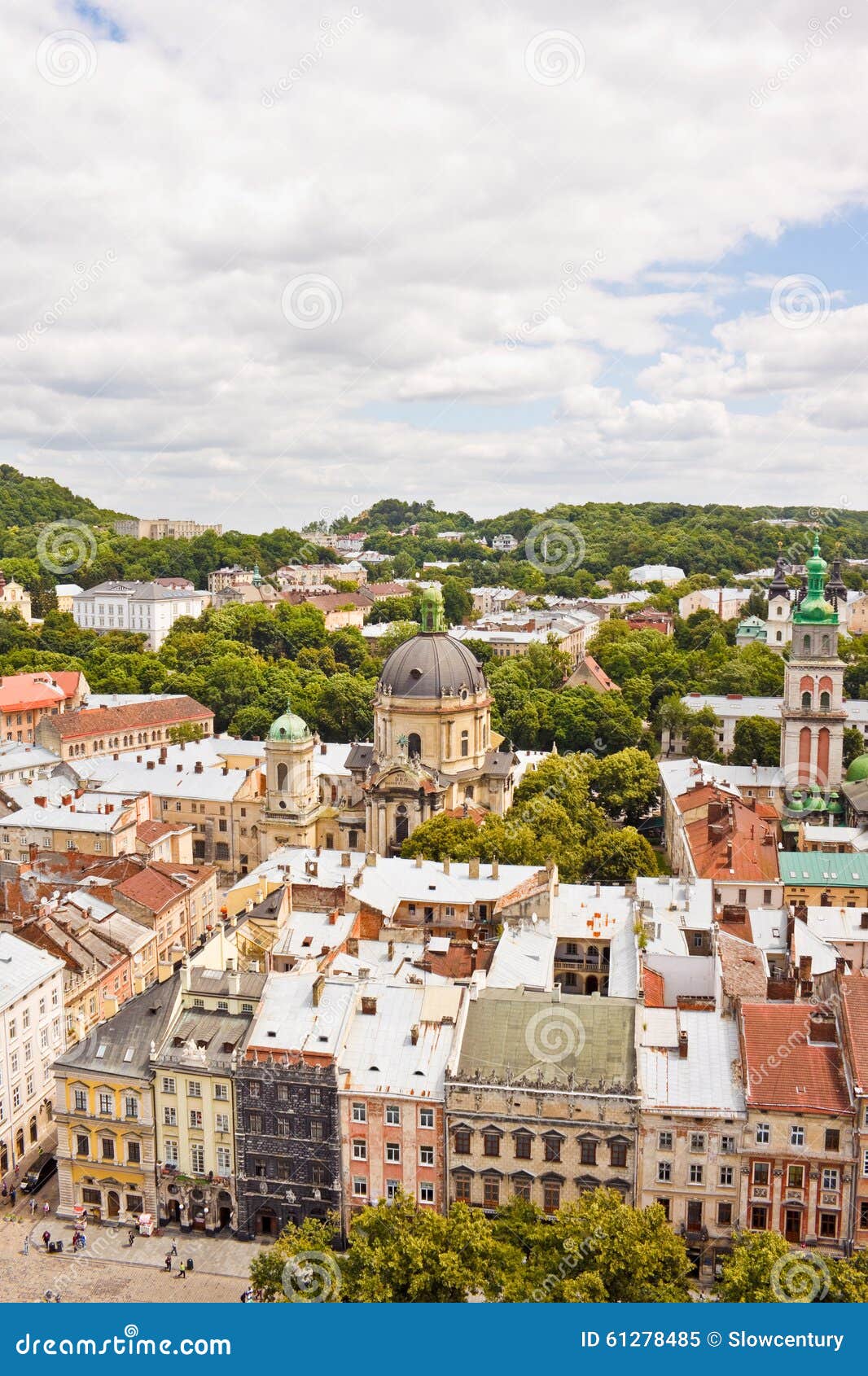 beautiful high up view of lviv, ukraine