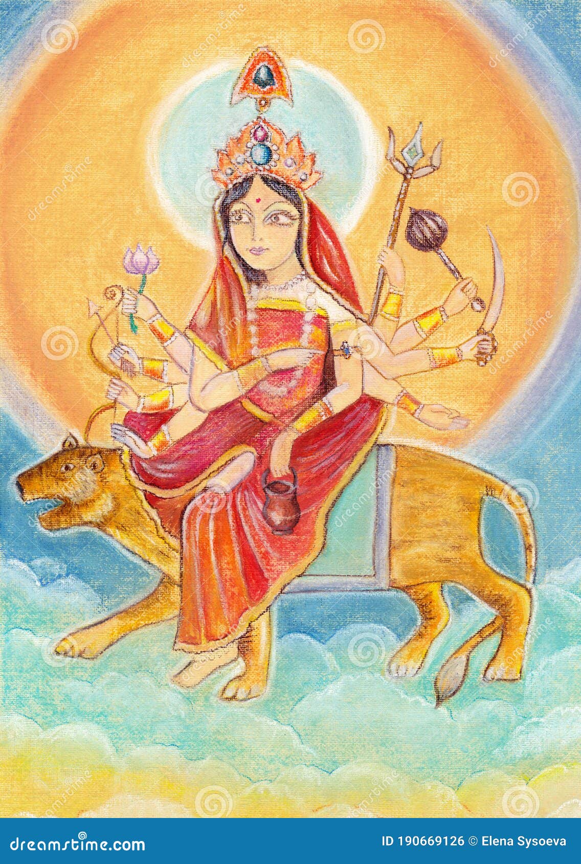 Beautiful Hindu Goddess Rendering Chandraghanta Devi. Navaratri ...