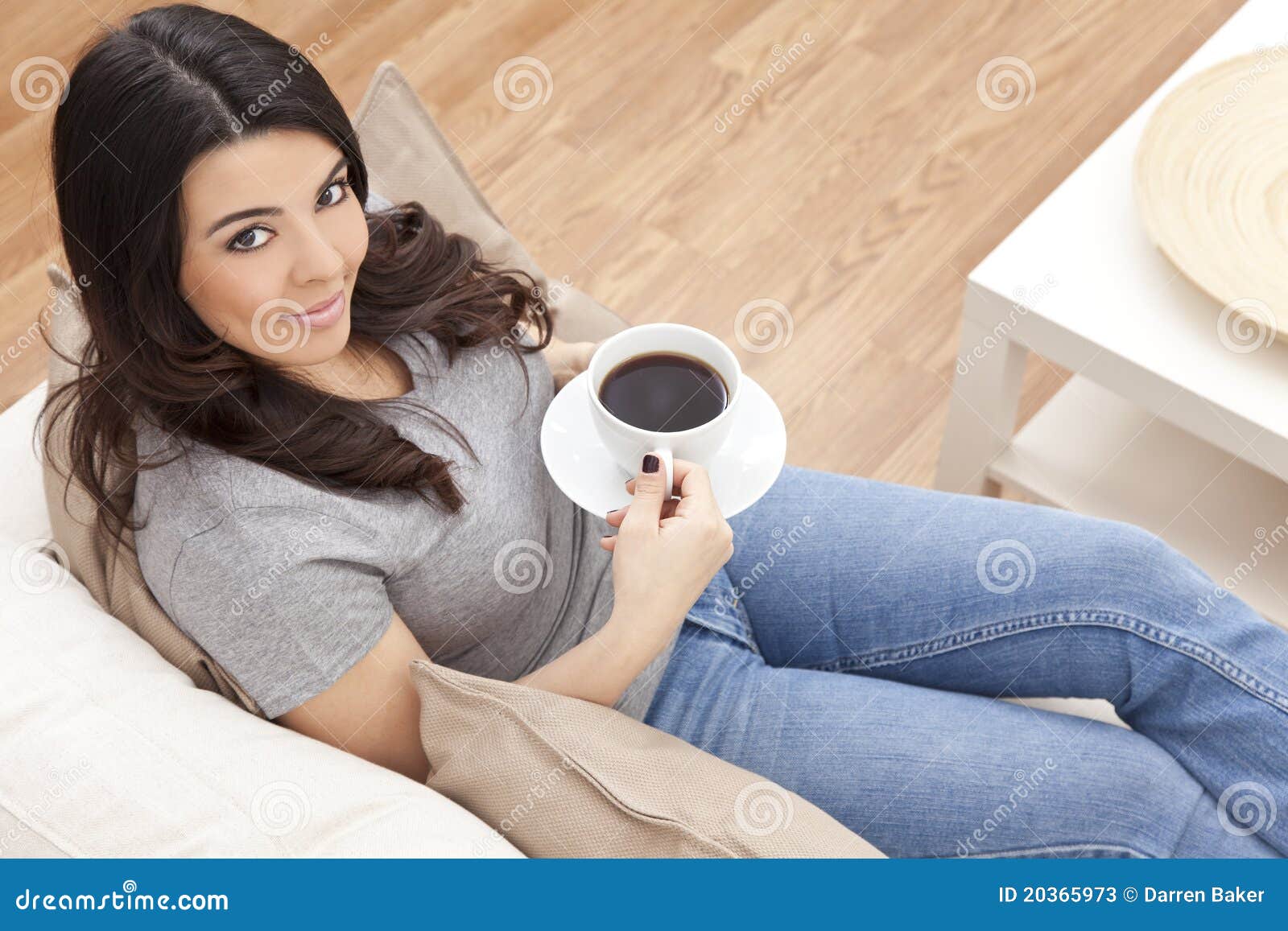 Beautiful Hispanic Woman Drinking Tea or Coffee Stock Image Image of