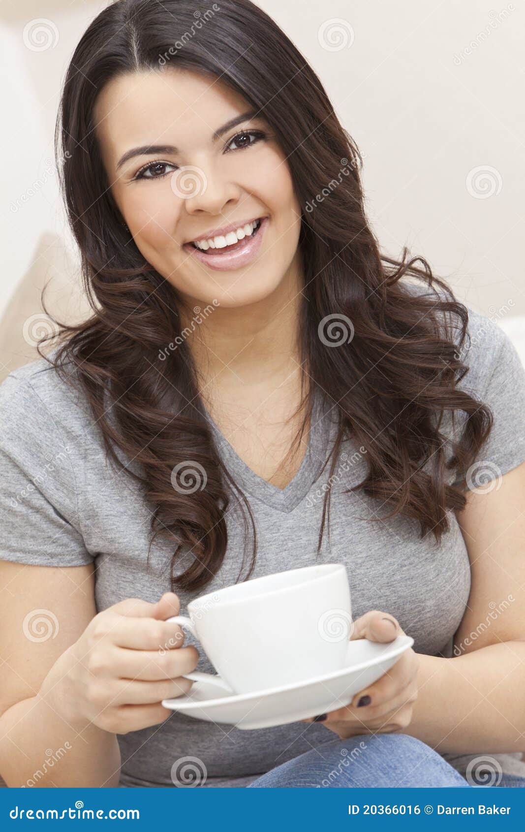 Beautiful Hispanic Woman Drinking Tea or Coffee Stock Photo Image of
