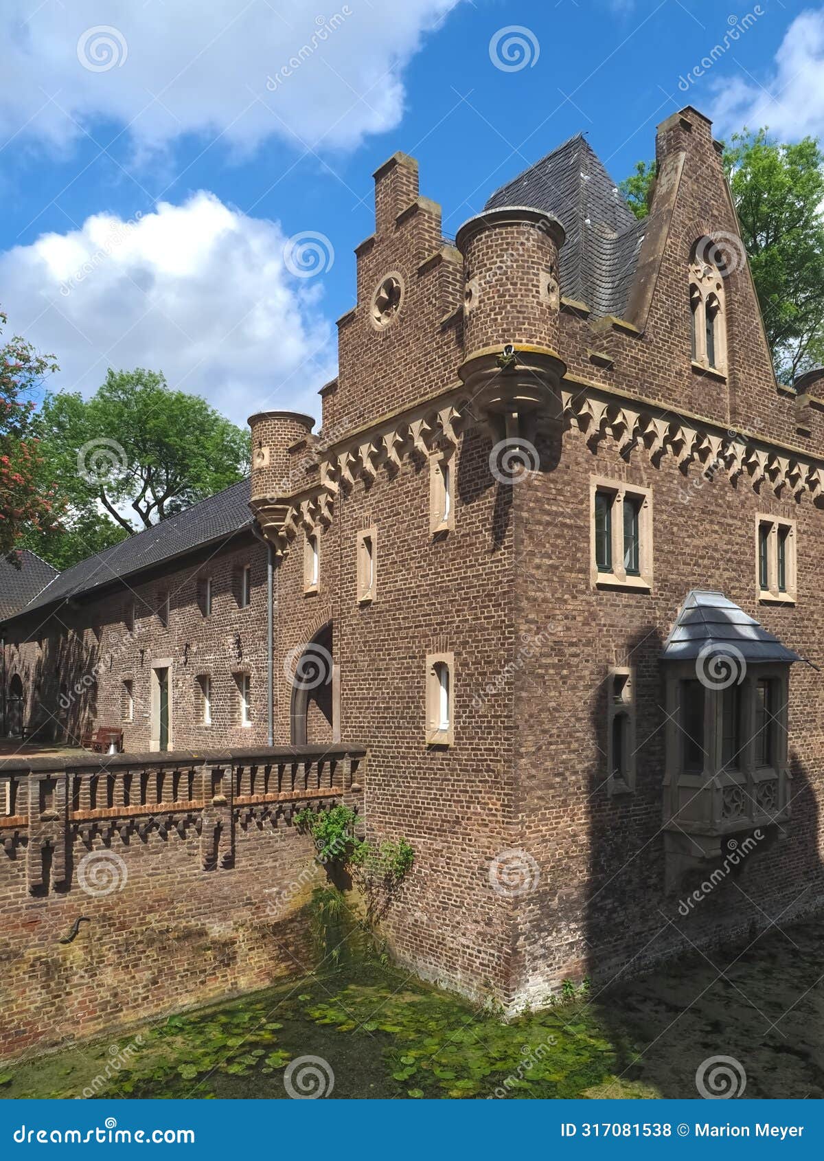 beautiful historic german water castle named schloss pfaffendorf in bergheim