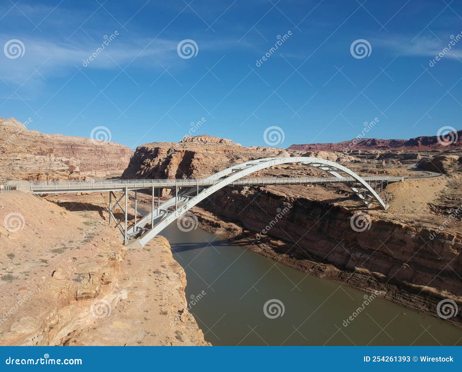 beautiful hite crossing bridge on the colorado river northwest of blanding, utah, united states