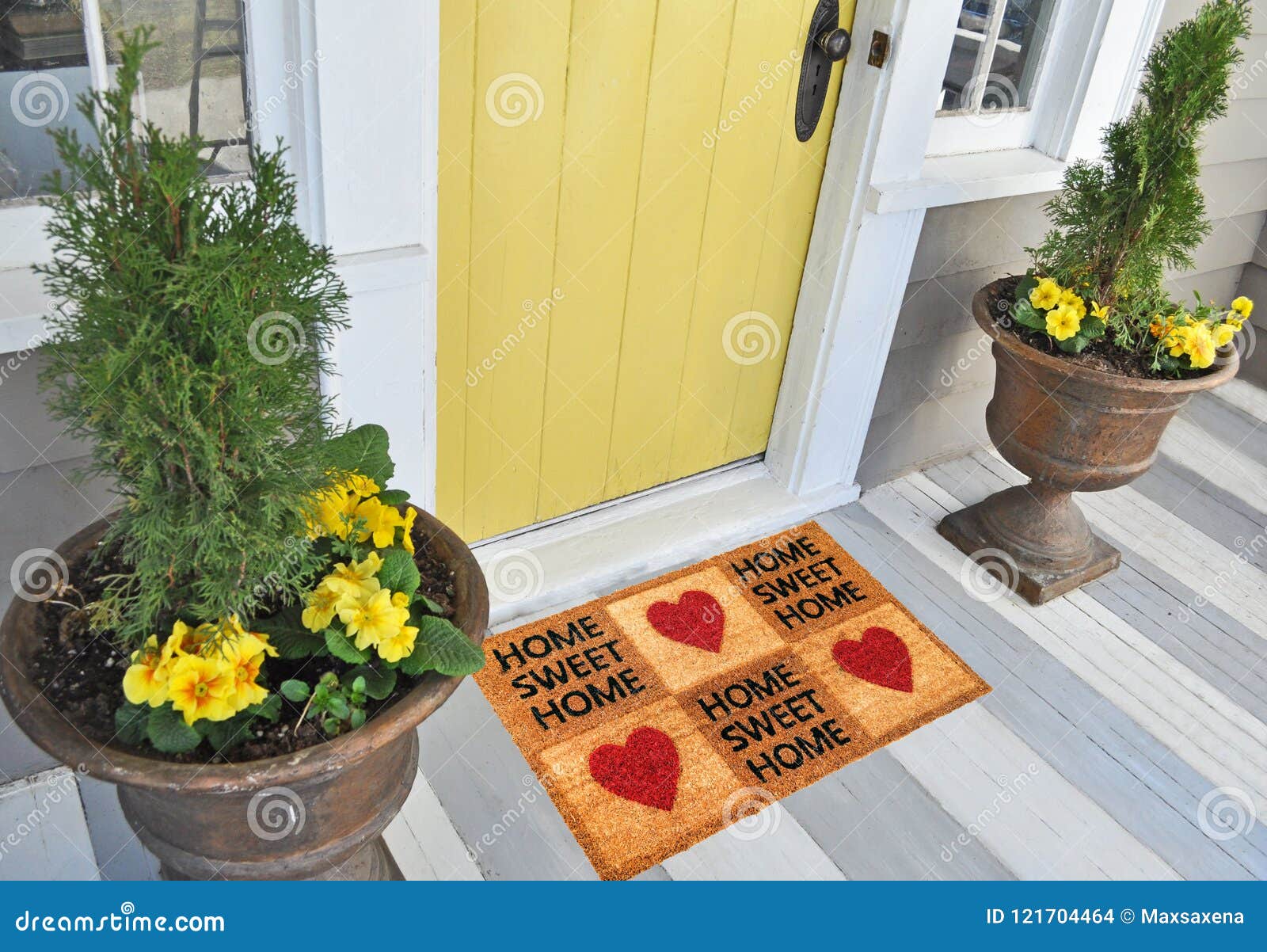 Welcome Mat Inside Doorway Of Home Stock Photo - Download Image