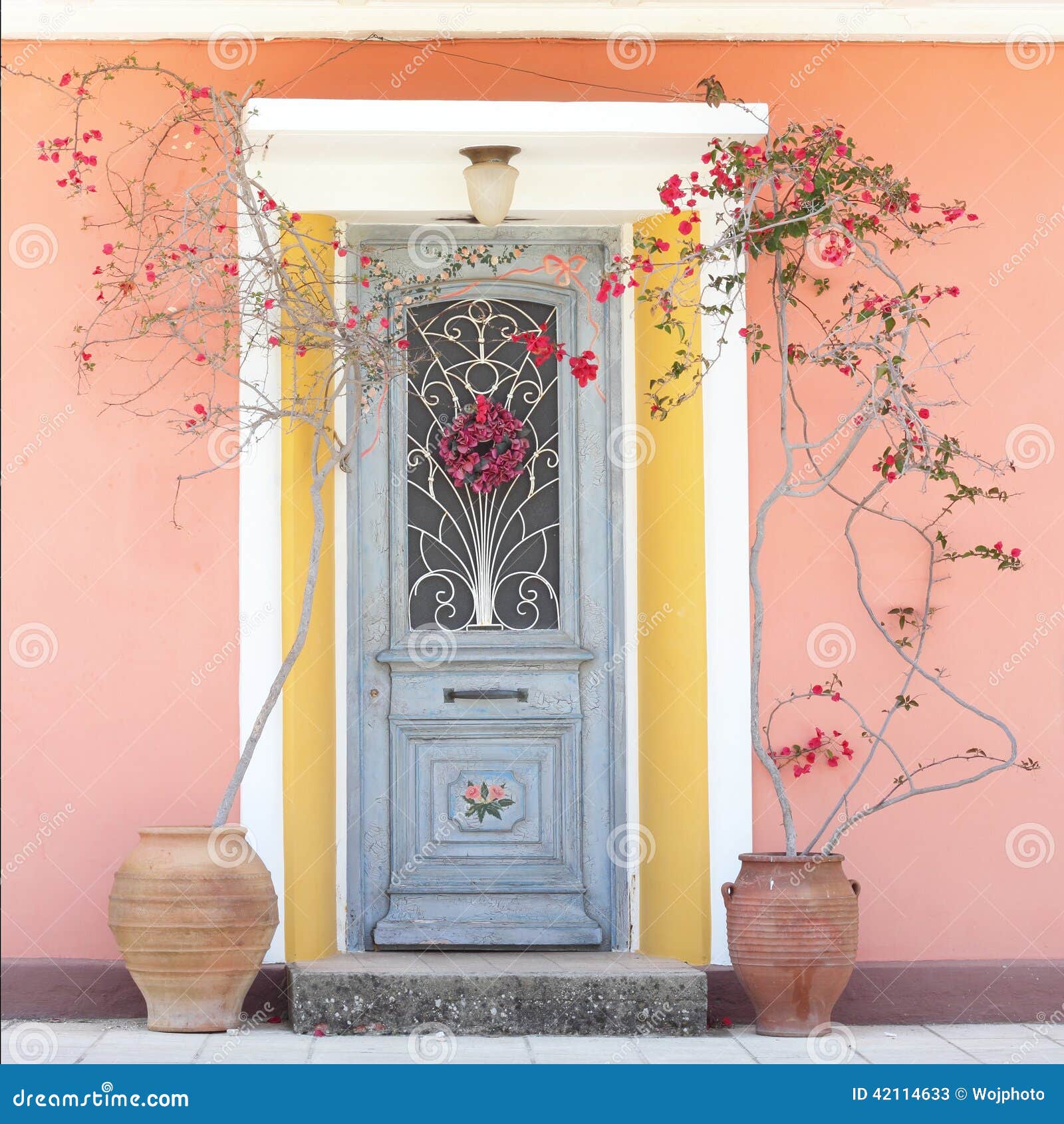 beautiful homely house door with flowers