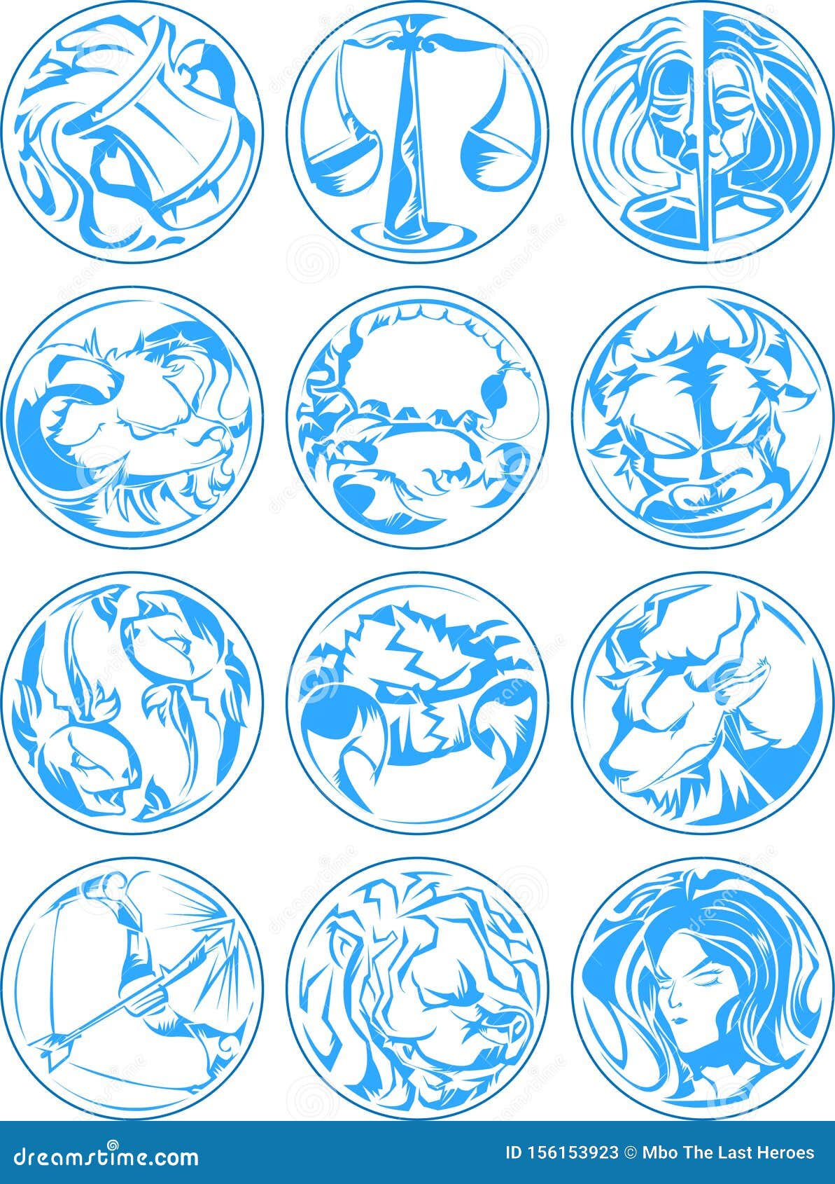 Zodiac Sign Artwork, Blue Beautiful Horoscope Symbol, Vector ...