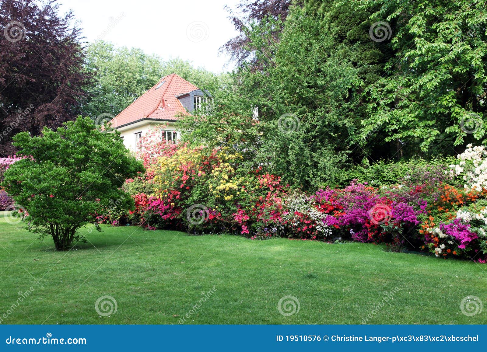 Beautiful House with Garden. Stock Photo Image of meadow, outdoors