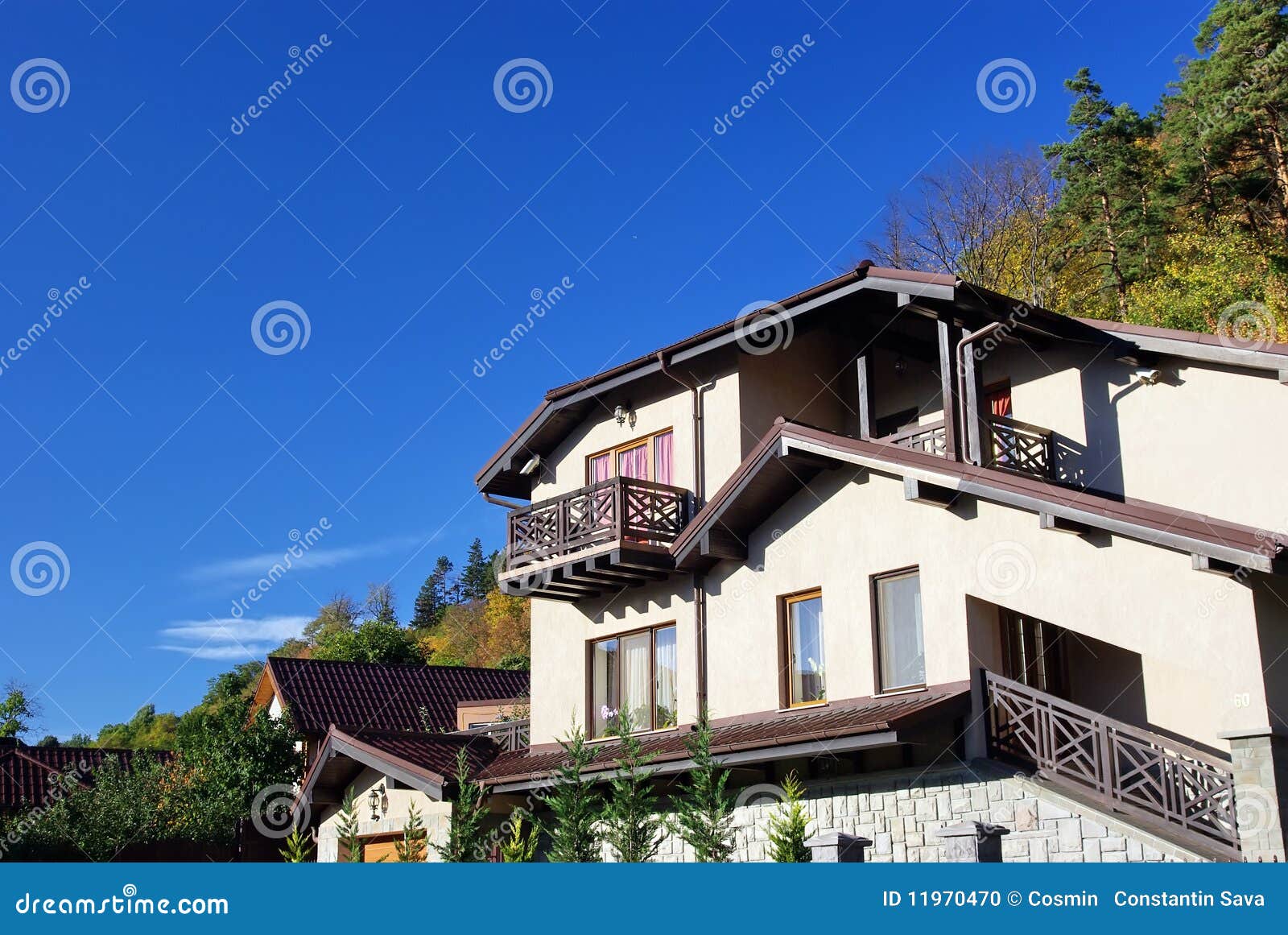 Beautiful House Near the Forest Stock Photo Image of courtyards