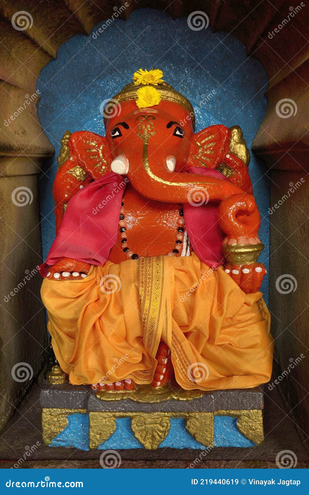 beautiful idol of hindu god lord ganesha in temple of wai, maharashtra, india