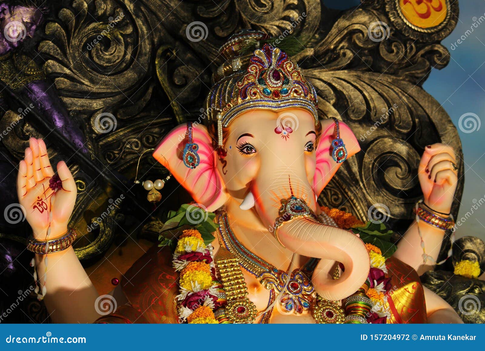 Beautiful Idol of Lord Ganesha Stock Photo - Image of lord, prayer ...