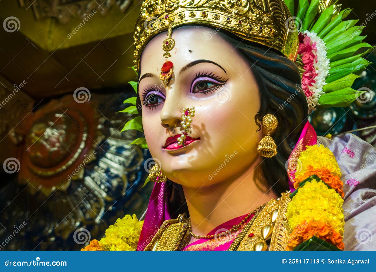 A Beautiful Idol of Maa Durga Stock Photo - Image of happiness ...