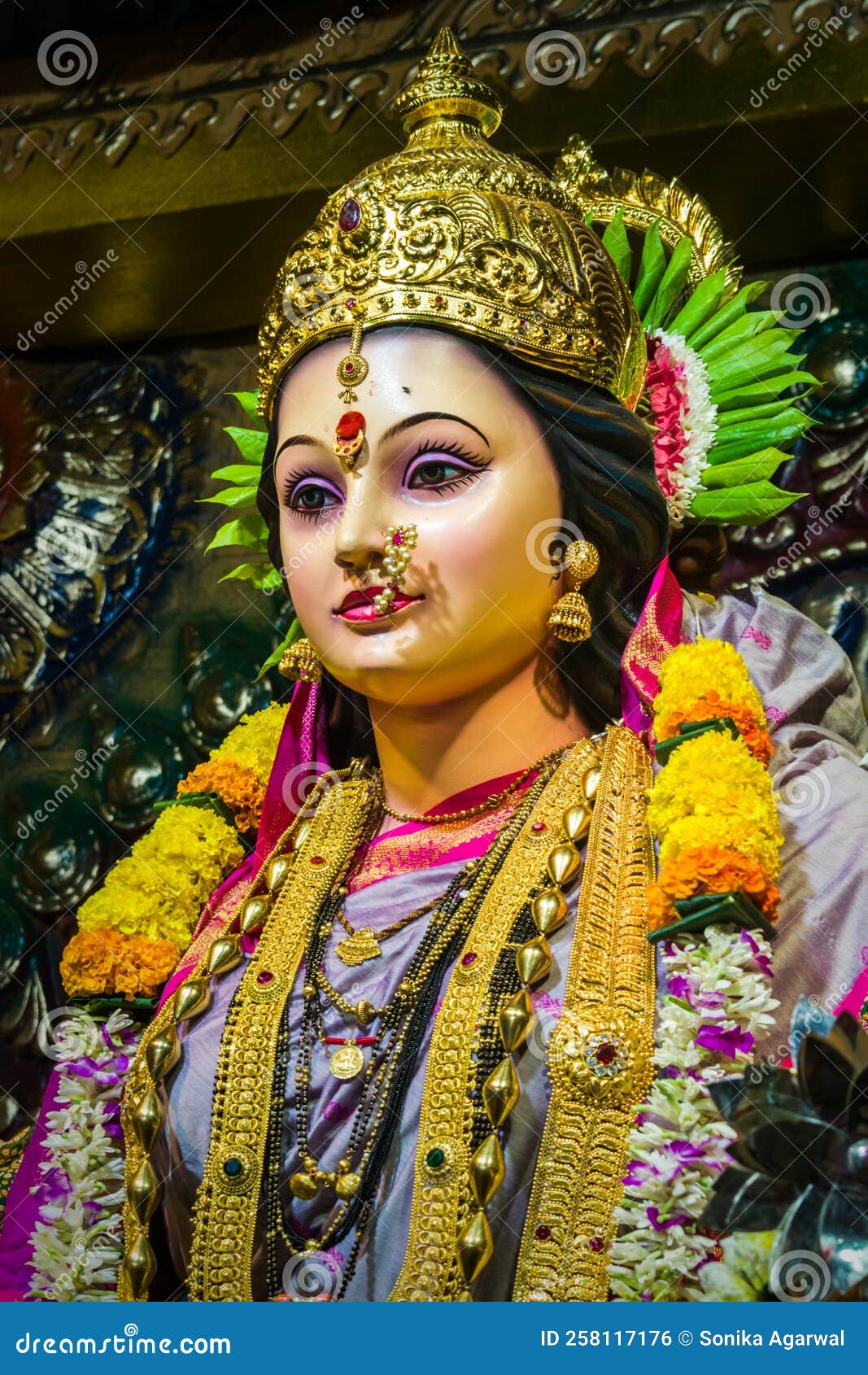 A Beautiful Idol of Maa Durga Stock Photo - Image of asia, flower ...