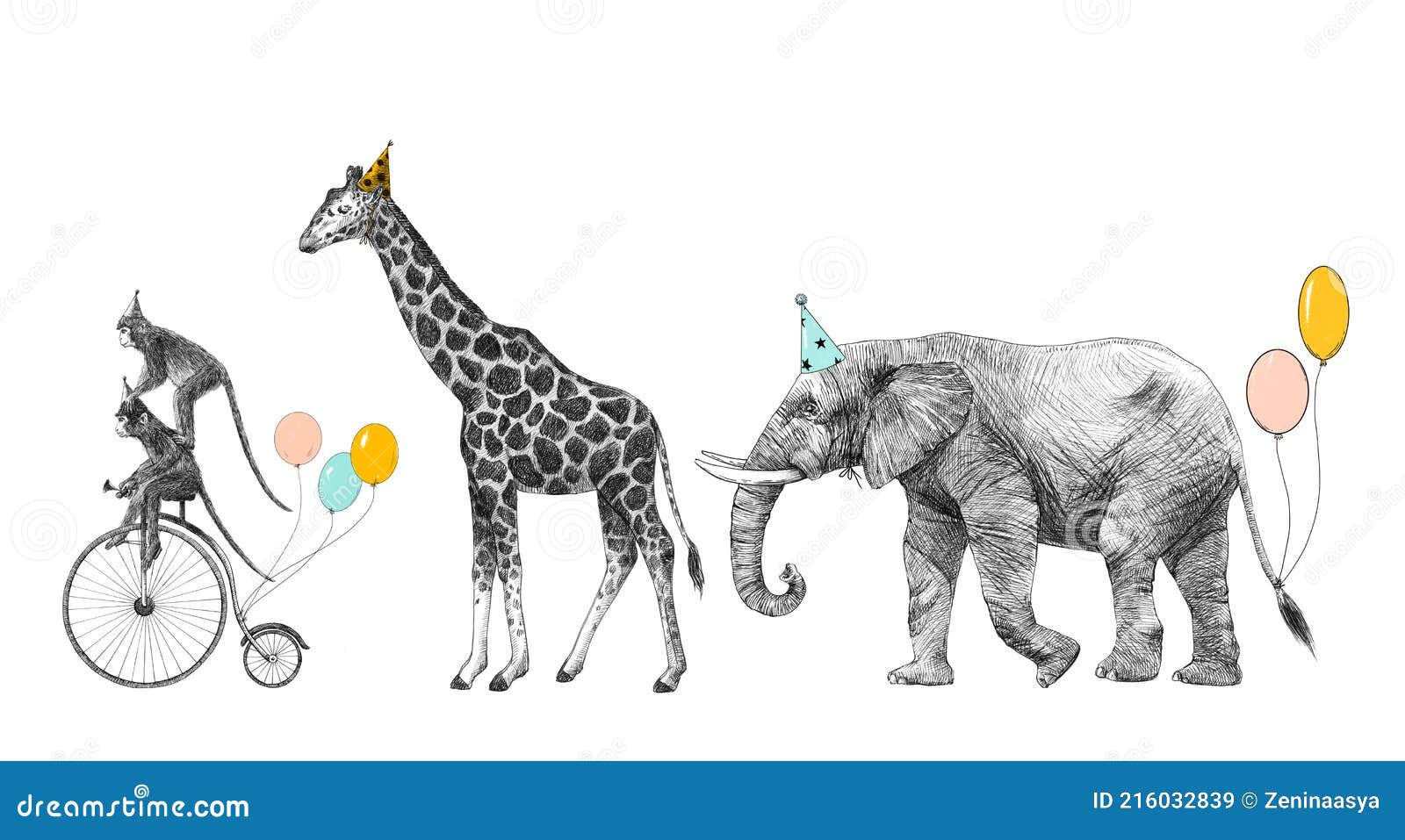 Beautiful Image with Safari Animal Birthday Party. Monkey on Bike Giraffe and Elephant with Baloons. Stock Illustration Stock Image - Image of clip, birthday: 216032839 Beautiful Image with Safari Animal Birthday Party. Monkey on Bike Giraffe and Elephant with Baloons. Stock Illustration Stock Image - Image of clip, birthday: 216032839