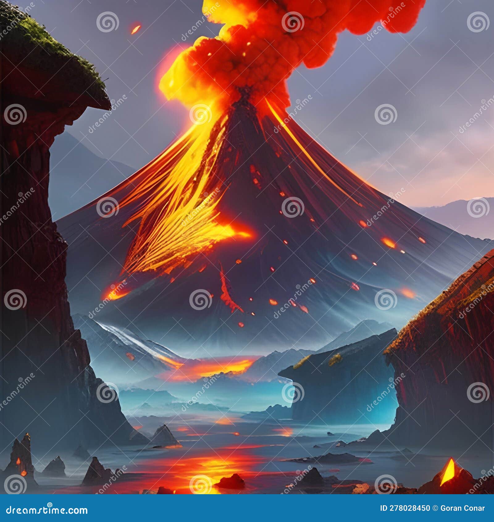 volcano in erruption