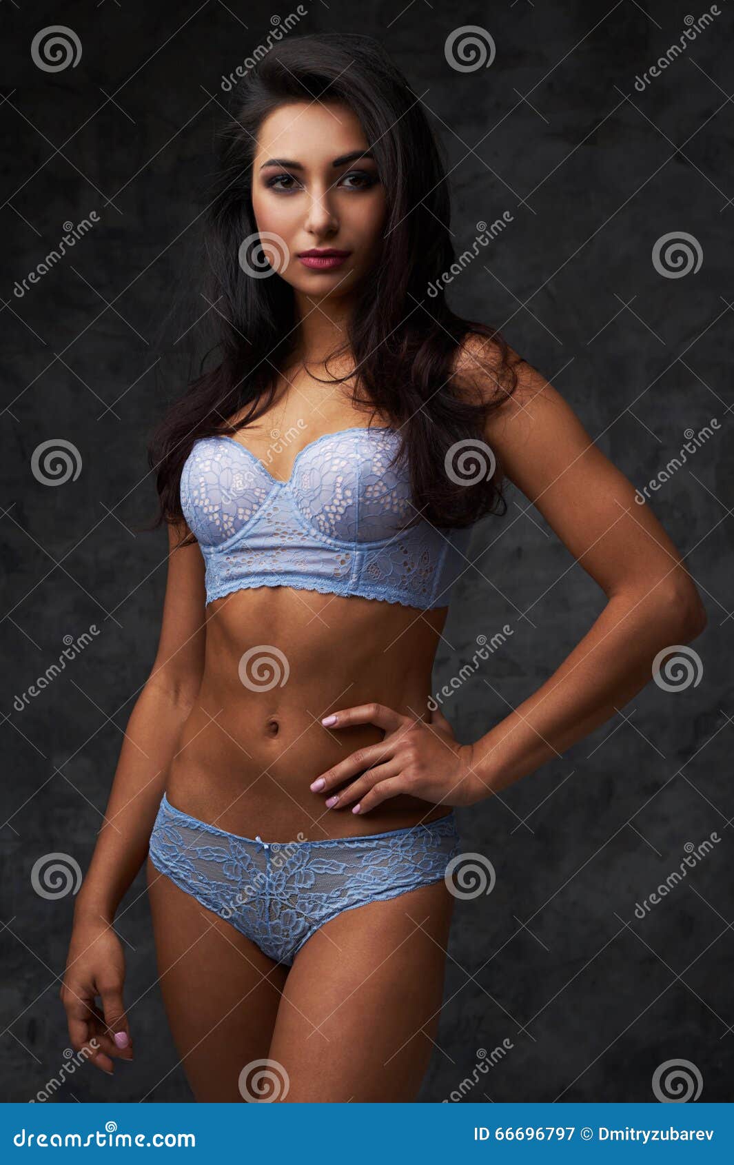 Beautiful Indian Lady in Blue Lingerie Stock Image - Image of brunette,  expression: 66696797