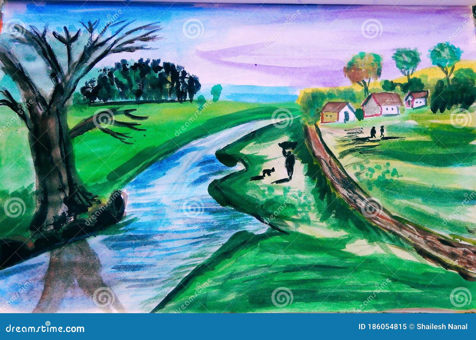 Traditional landscape drawing hi-res stock photography and images - Alamy