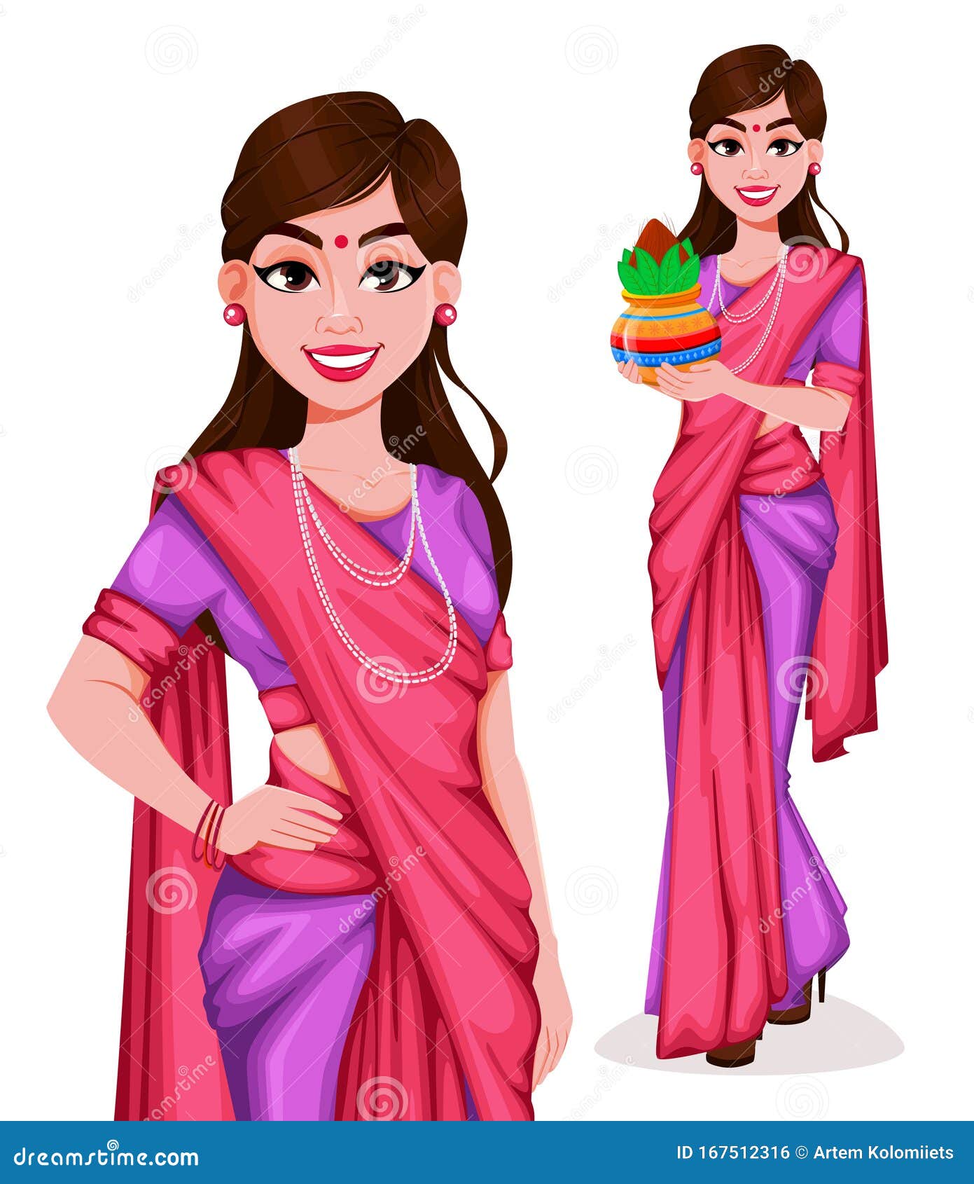 Beautiful Indian Woman in Traditional Clothes Stock Vector ...