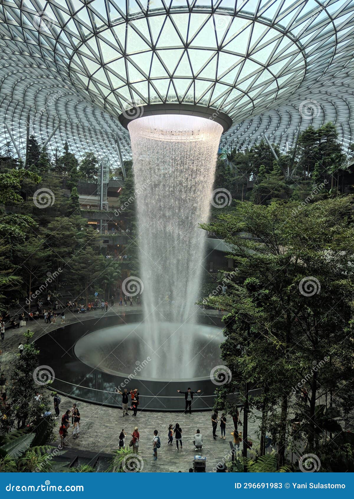 Beautiful Indoor Waterfall in Singapore Editorial Stock Photo Image