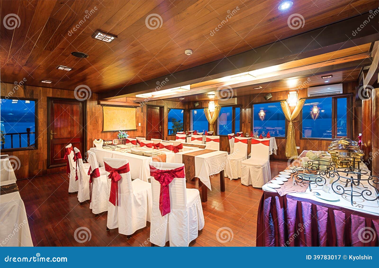 Beautiful Interior Design in Dining Room of Ship. Stock Image - Image ...