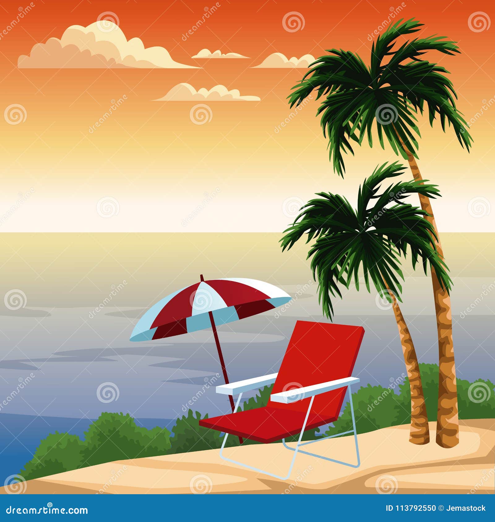 Beautiful island cartoon stock vector. Illustration of summer - 113792550