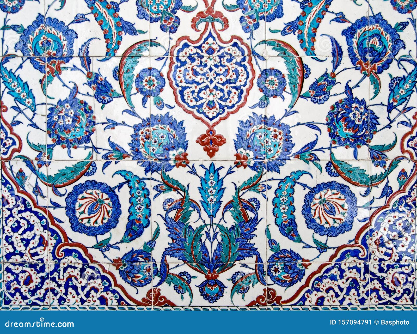 beautiful iznik tiles on tomb of sultan murad iii, istanbul