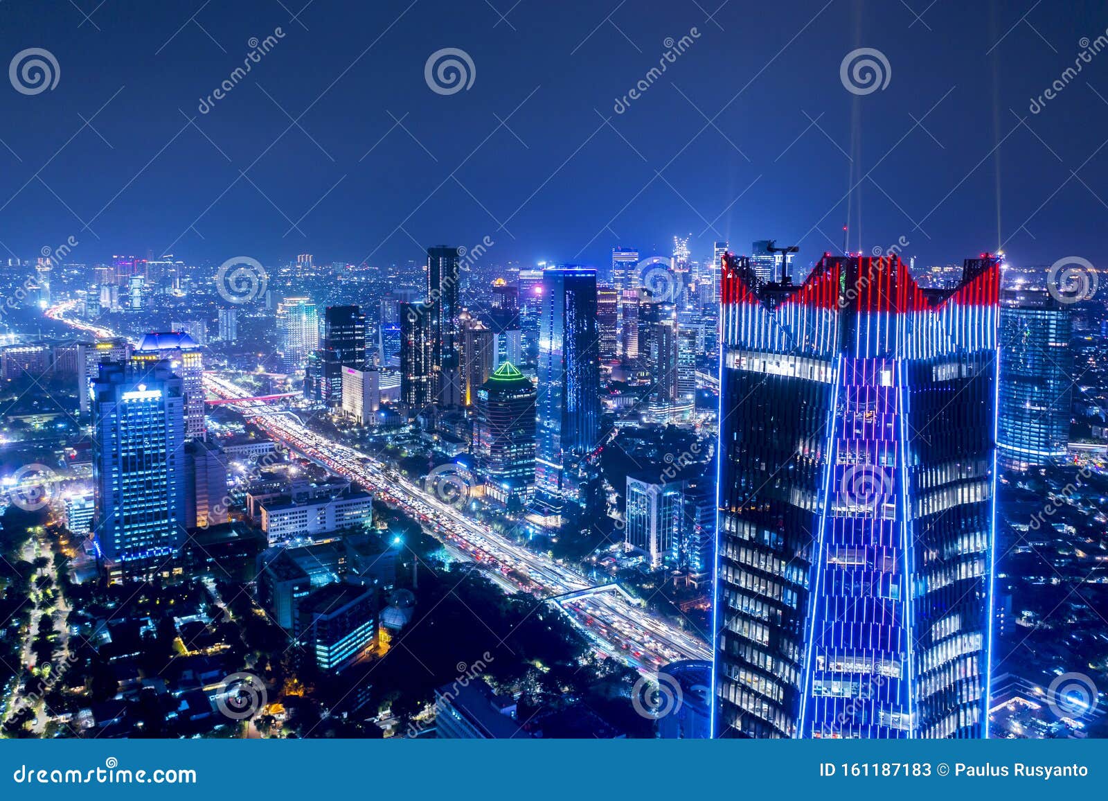Beautiful Jakarta City with Lights from Skyscrapers Editorial Stock Photo -  Image of landmark, office: 161187183